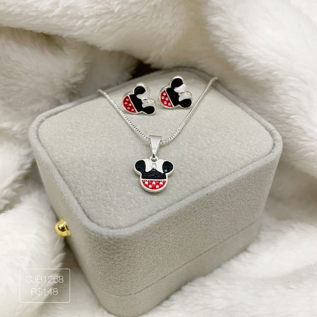 Conjunto Infantil Miney Esmaltado Prateado